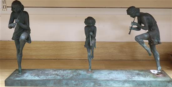A Sussé bronze of The Three Graces, signed Matto, length 77.5cm